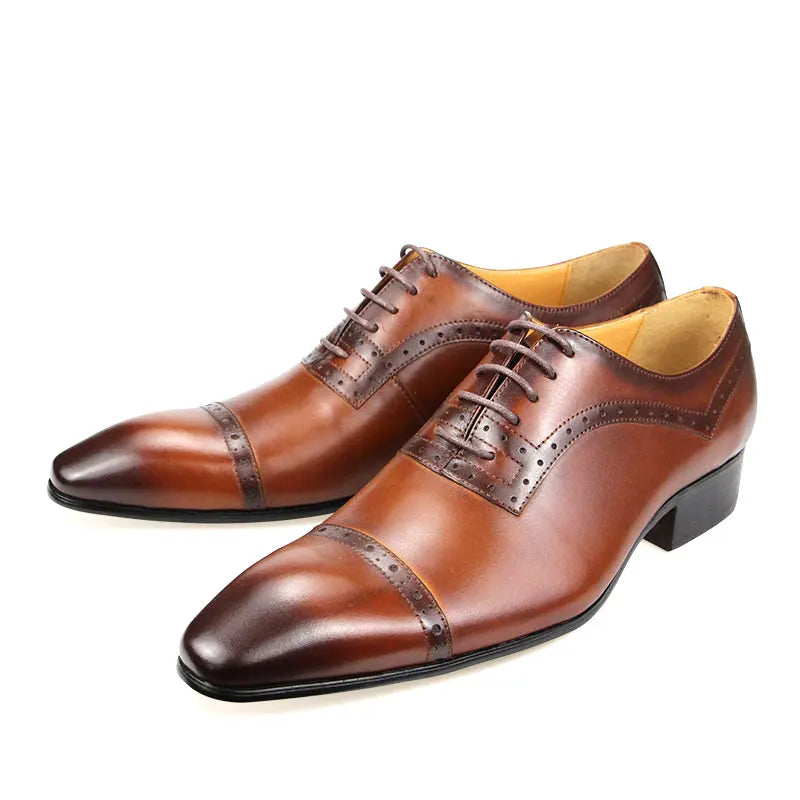 Luxury Men Shoes Dress Party Office Suit Italy Brand Casual Business Genuine Leather Shoe for Male Oxford Lace-up Handmade Black