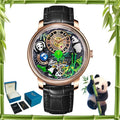 PINDU Three-dimensional Panda Dial Watches for Men High-end Luxury Transparent Hollowed Fully Automatic Mechanical Wristwatch