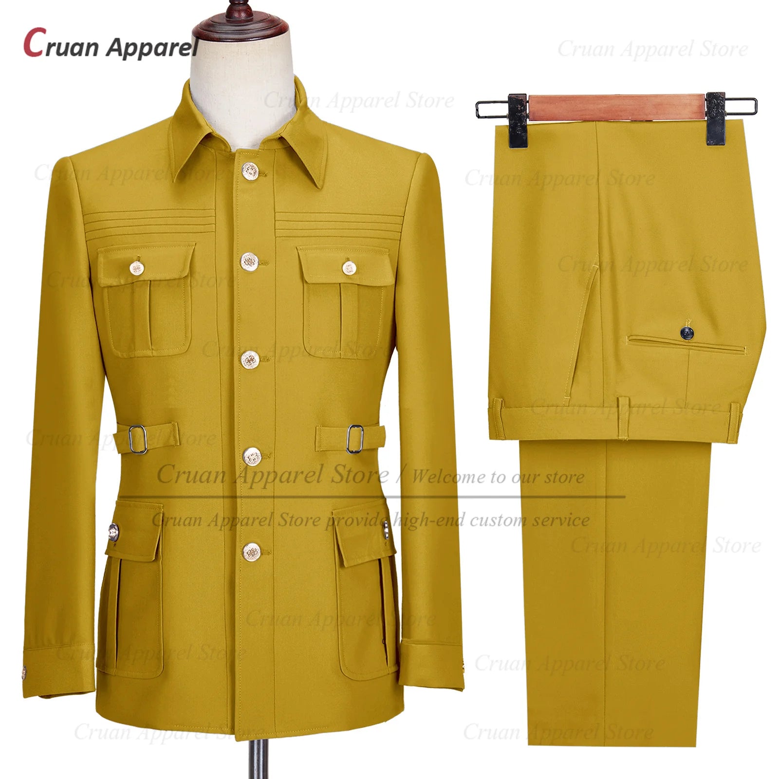 Fashion Men Suit Sets Costumes Formal Chinese Tunic Suit Blazer Pants 2 Pieces Tailor-made Wedding Business Prom Slim Fit Tuxedo