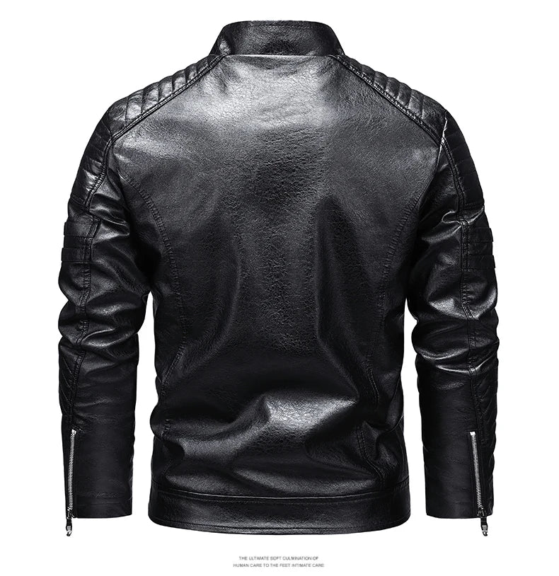 Men's Autumn Winter Men High Quality Fashion Coat Leather Jacket Motorcycle Style Male Casual Jackets For Warm Overcoat US Size