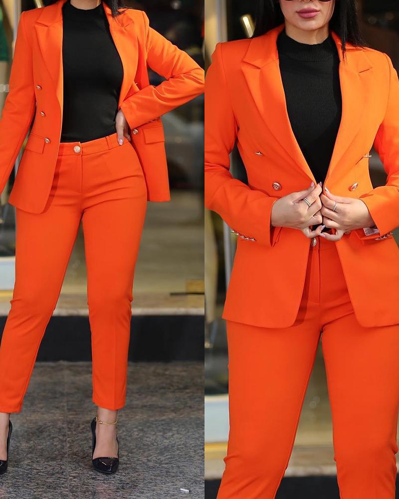 Woman&#39;s Pant Sets 2023 New in Casual Business Double Breasted Blazers Jacket Pants 2 Piece Set Elegant Formal Ladies Pant Suits