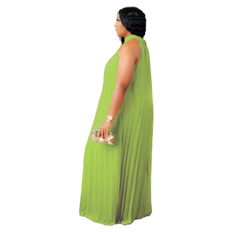Wmstar Damen Übergröße Langarmkleid Ärmellos Bandage Neckholder Hohl Gesplitzt A-Linie Maxikleider Outfits Großhandel Dropshipping