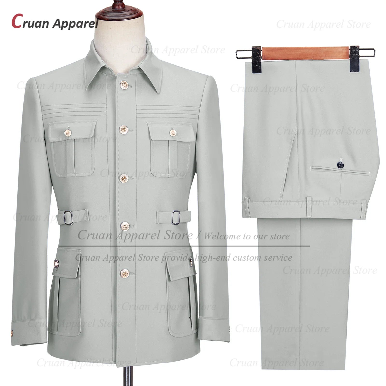 Fashion Men Suit Sets Costumes Formal Chinese Tunic Suit Blazer Pants 2 Pieces Tailor-made Wedding Business Prom Slim Fit Tuxedo