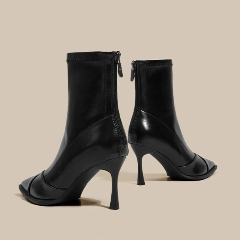 Women's Shoes High Heel Slim Ankle Boots Fashion Elegant Pointed Toe Short Booties  Spring Autumn Laides Street Style Shoes