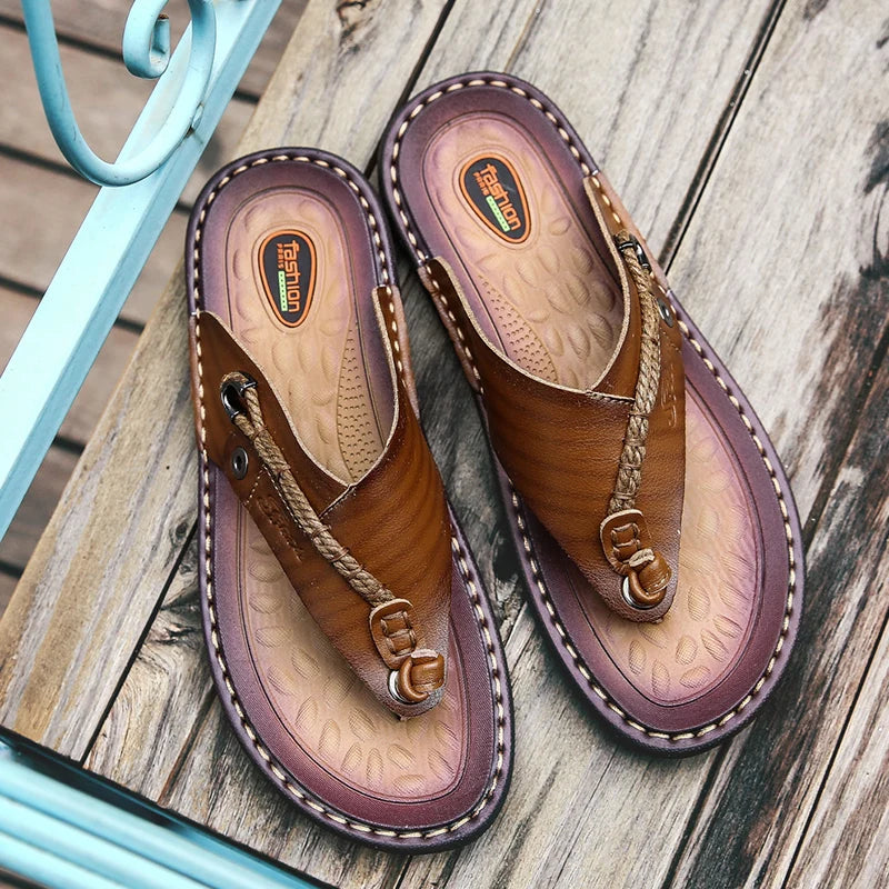 POLALI Luxury Brand Flip Flops Soft comfortable Microfiber Leather Slippers Beach Slipper Flip Flop Summer Shoe For Men size 47