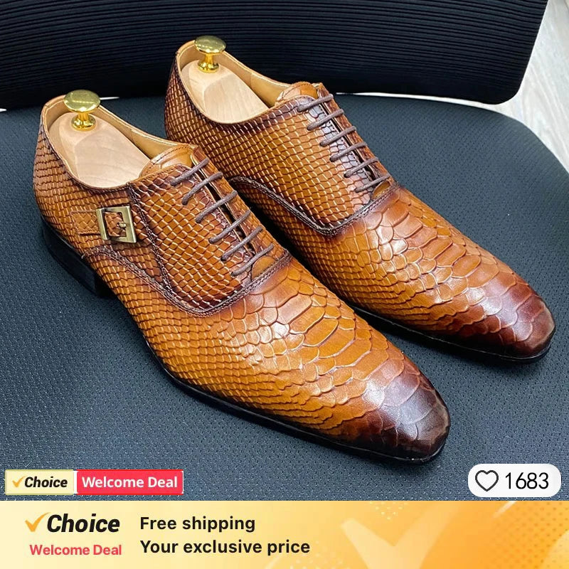 Italian Handmade Men's Oxford Shoes Real Calf Leather Black Brown Classic Brogue Business Wedding Dress Shoes For Men 2026 New