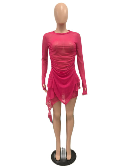 Elegant Mesh 2 Piece Skirt Sets Sexy Crop Tops Shirts Outfit  Fashion Mini Ruffle Dress Sexy Luxury Two Piece Set Clothes