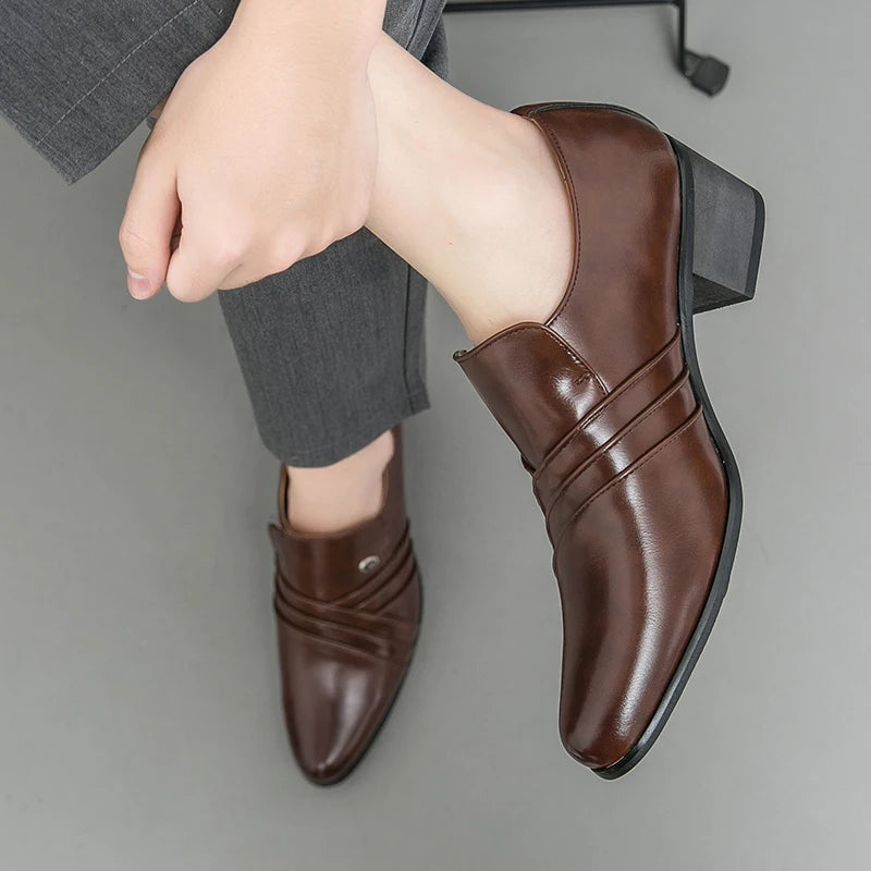 High-End Marke Herren Business Schnürschuhe Leder Erhöhte Höhe Britische Schuhe Herren Spitz zulaufende Zehe Schuhe Hochzeit Stiefel Größe:37-46