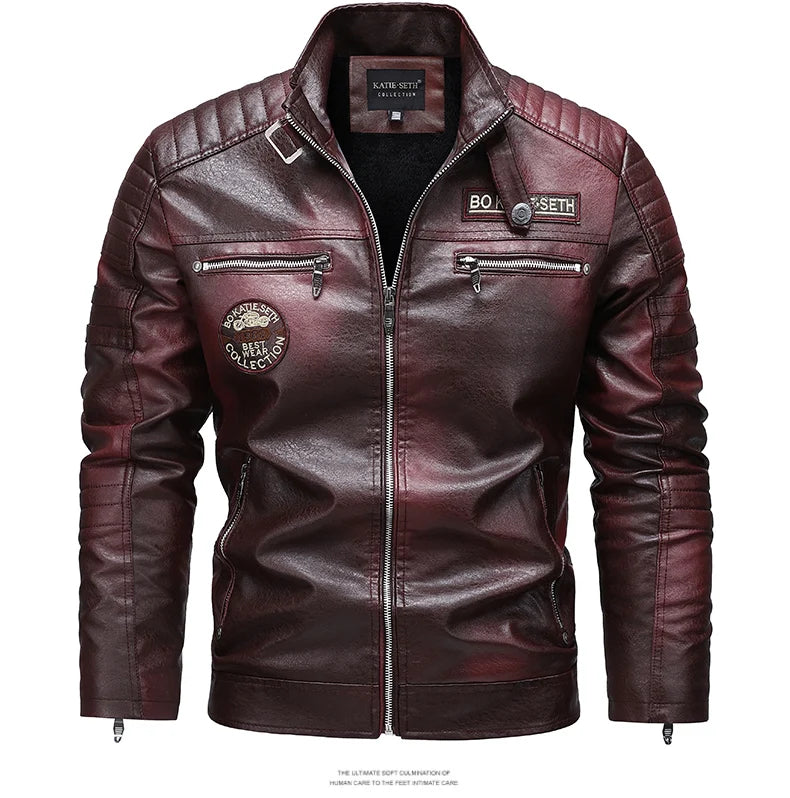 Men's Autumn Winter Men High Quality Fashion Coat Leather Jacket Motorcycle Style Male Casual Jackets For Warm Overcoat US Size