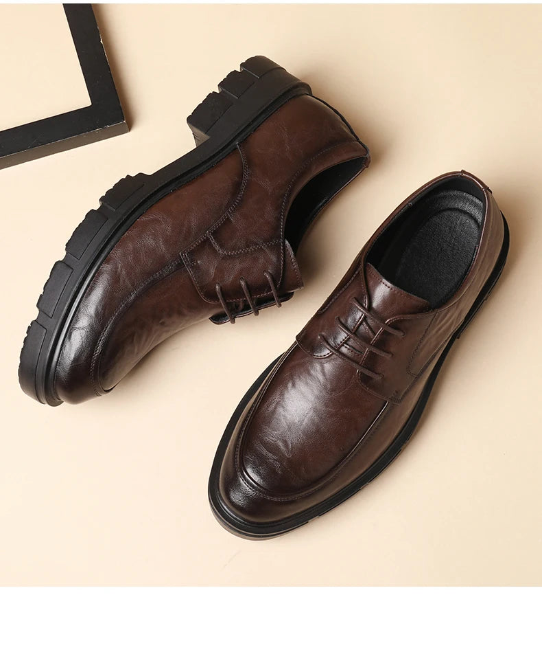 Men Dress Elevator Shoes Platform Breathable Lift Casual Business Luxury Genuine Leather Heightening Shoes 5/8/10CM Taller Male