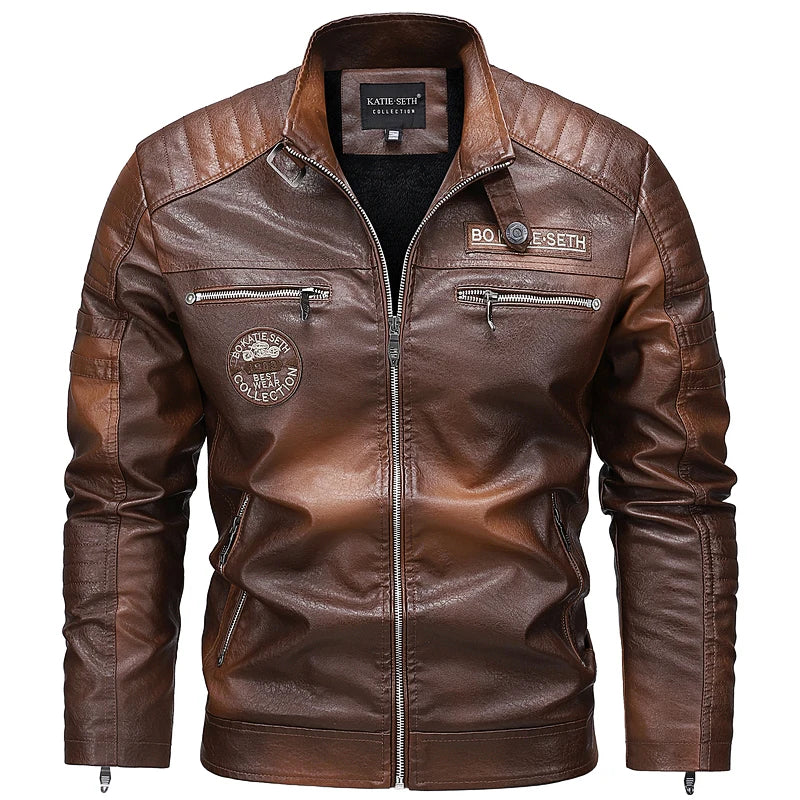 Men's Autumn Winter Men High Quality Fashion Coat Leather Jacket Motorcycle Style Male Casual Jackets For Warm Overcoat US Size