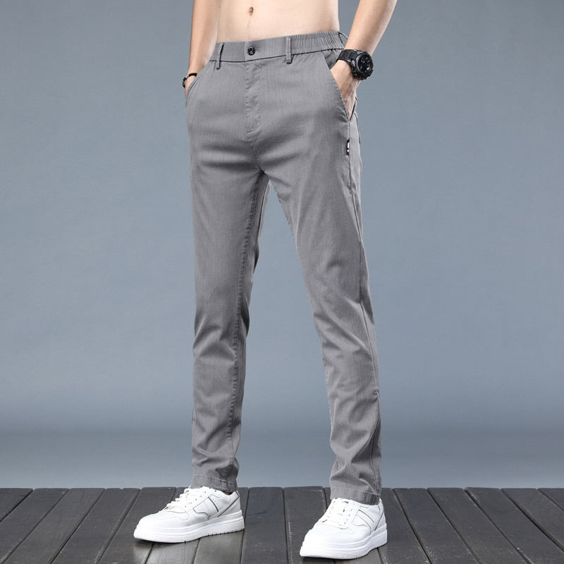 2022 New Men Casual Pants Spring Autumn Elastic Slim Straight Breathable Trouser for Men Daily Office Joggers Stretch Pants Male