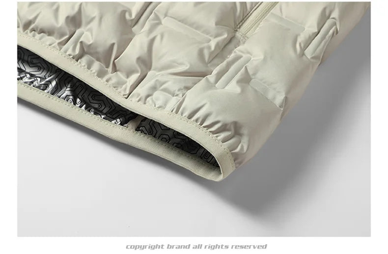 Winter White Down Jacket Men Graphene Self-heating Windproof Pleated Hooded Puffer Jackets Casual Warm Down Coats Male Clothing