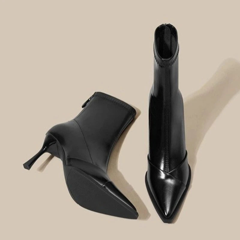 Women's Shoes High Heel Slim Ankle Boots Fashion Elegant Pointed Toe Short Booties  Spring Autumn Laides Street Style Shoes