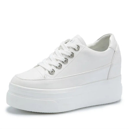 Women's Sneakers  New Casual Shoes Woman Autumn Comfortable Breathable White Shoe 8CM Heels Height Increasing Platform Femme