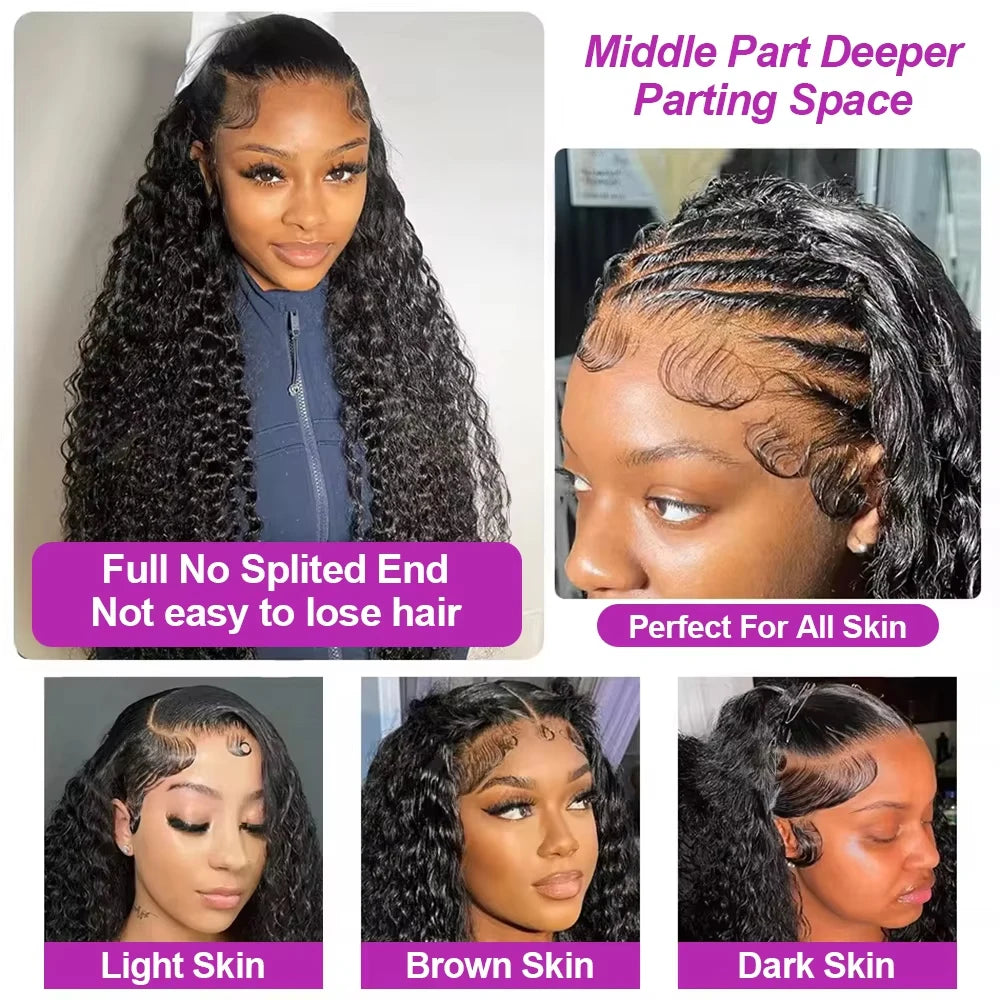 300% High Density Loose Deep Wave 40 46 50 Inch 13x6 13x4 HD Lace Frontal Human Hair Wig Brazilian 360 Full Curly Wigs For Women