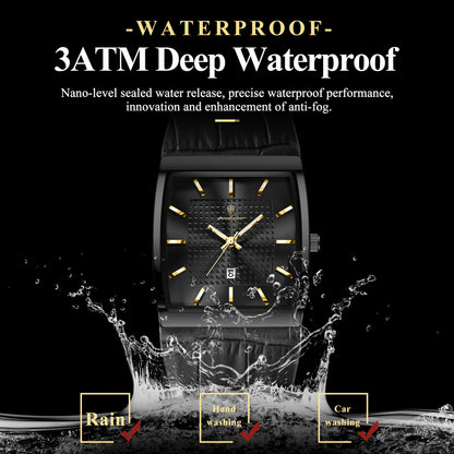 POEDAGAR Fashion High Quality Men Clock Waterproof Luminous Calendar Man Wristwatch Leather Quartz Men's Watches Sports Male+Box