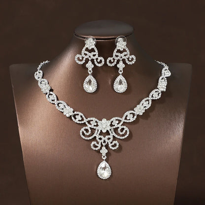 Itacazzo Bride Accessories Exquisite Necklace Earrings Three Piece Set&Suitable for Women's Wedding, Birthday, Party Matching