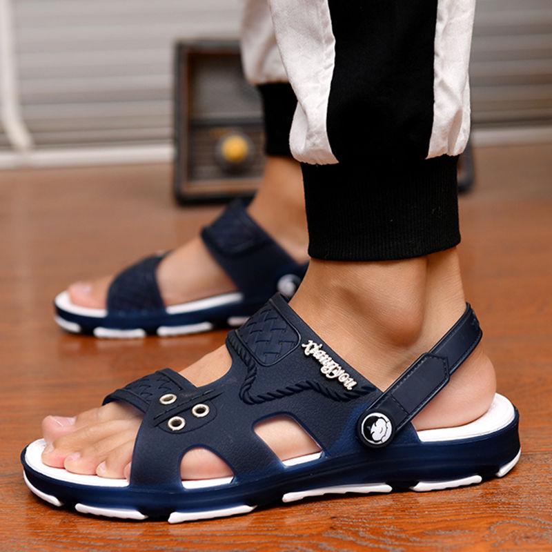 Pofulove Men Slippers Summer Sandals Outdoor Beach Casual Shoes Zapatos De Hombre Indoor Durable Anti Slip Peep Toe New