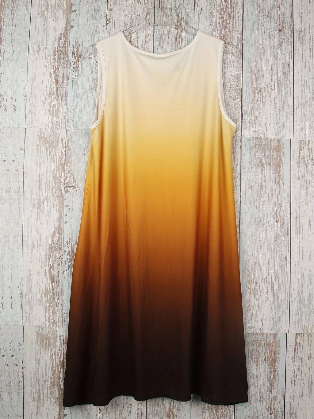 Plus Size Gradient Color Print Dress Vacation V Neck Tank Dress For Spring & Summer Women's Plus Size Clothing Sleeveless Dress