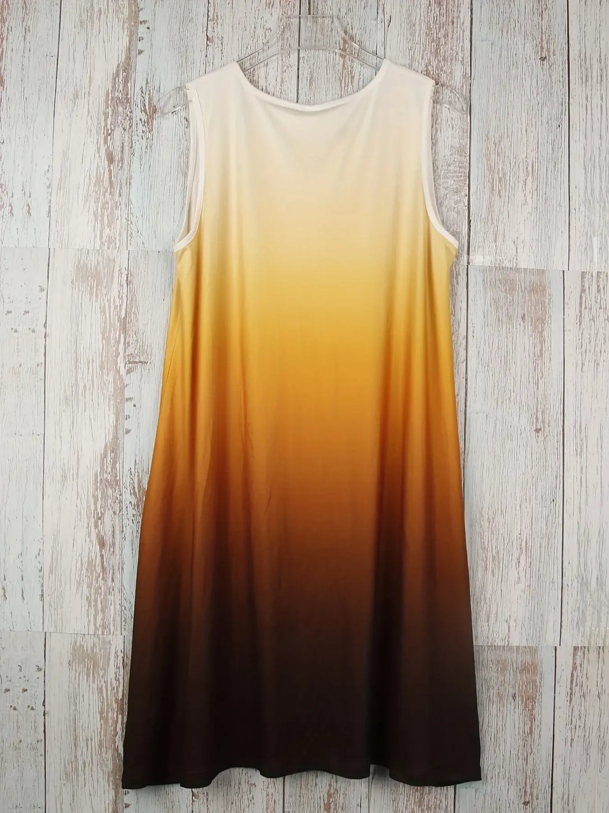 Plus Size Gradient Color Print Dress Vacation V Neck Tank Dress For Spring & Summer Women's Plus Size Clothing Sleeveless Dress
