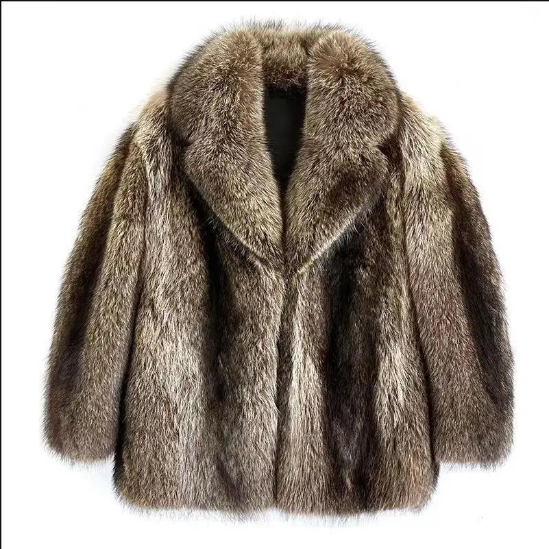 S-6XL Winter Men's Faux Fur Coats Fashion Casual Plus Size High Quality Warmth Mid-length Mink Clothing Singer Costumes