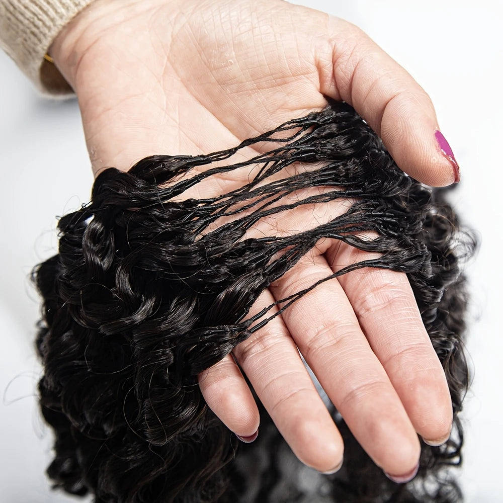 Burmese Curly Human Hair Extensions Boho Braided Pre-Looped Feather Crochet Hair with Miracle Knots Spiral Curly Hair for Braids