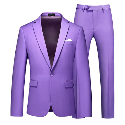 2026 Men's Red Suit 2-Piece Sets, Wedding Party Dress Coat and Pants Asian Size Terno Masculino Black White Blue Costume Homme