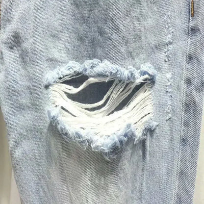 Men's Jeans with Holes Man Cowboy Pants Cropped Harem Hip Hop Trousers Torn Ripped Broken Retro Classic Trend  Korean Style