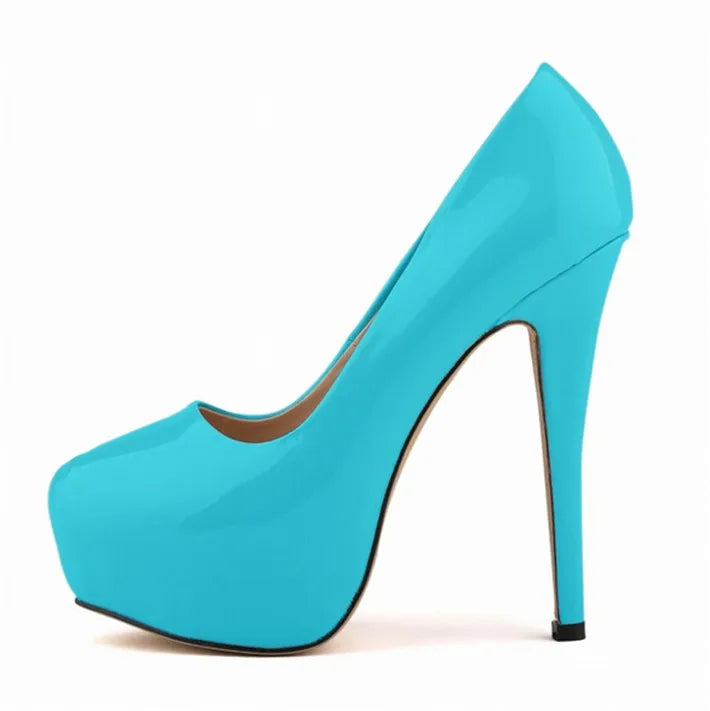 Sexy High Platform Party Shoes  New Women Concise Solid Patent Leather High Heels Shoes Fashion Shallow Wedding Shoes Woman