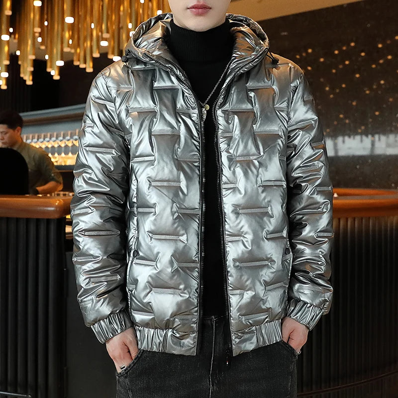 Winter Jackets Men Bright Parka Thickened Warm  Waterproof Jackets Male Down Coats  Mens Clothing