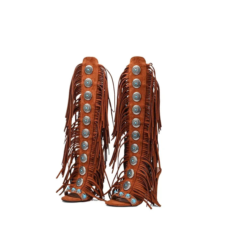 Sandalias Mujer   Summer Women Sandals Peep Toe Sexy Lace Up Knee High Shoes Zapatos De Mujer High Heels