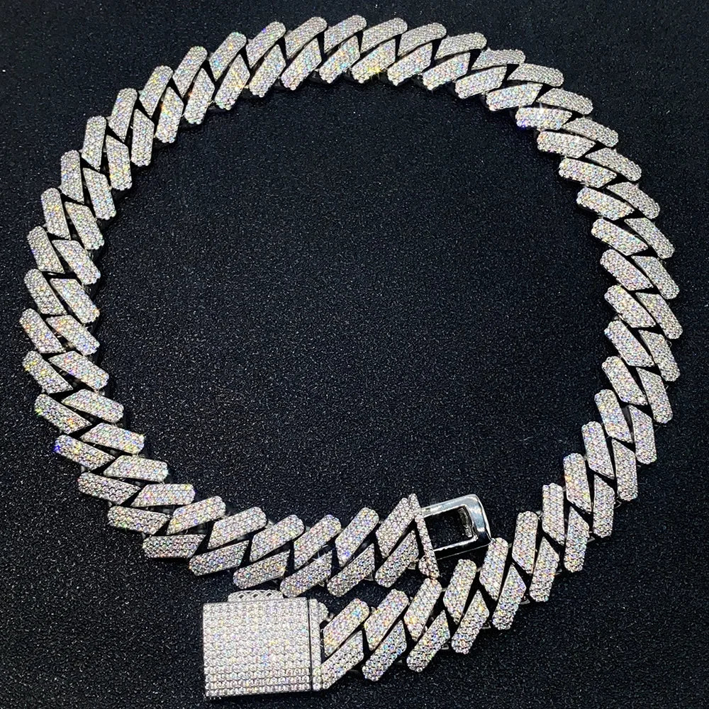 18mm Square Zircon Iced Out Cuban Chain Necklaces For Men Women Brass Bling Goth Hip Hop Jewelry Free Shipping