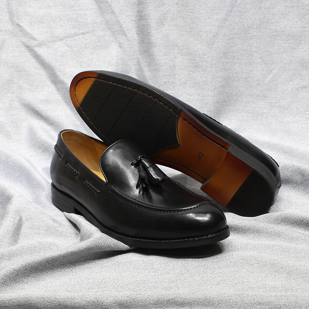 Herren Loafer im italienischen Stil Quaste Echtes Rindsleder Bequem zum Hineinschlüpfen Hochzeit Party Büro Anzugschuhe für Herren Freizeitschuhe