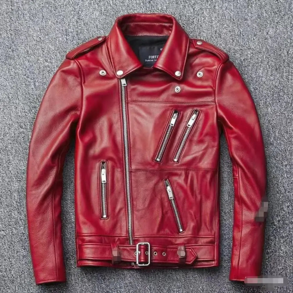 Winter and Autumn Men's Oversized Button-down PU Leather Coat with Multiple Zippers Polo Jacket, with Many Zippers