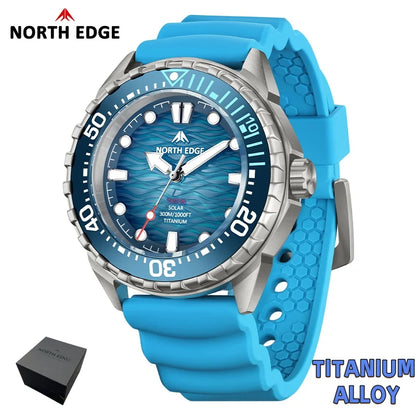 NORTH EDGE TRITON-TI Titanium Solar-Powered Diving Watch High Quality Quartz Watches for Man NEW 300M Waterproof Men Watch Reloj
