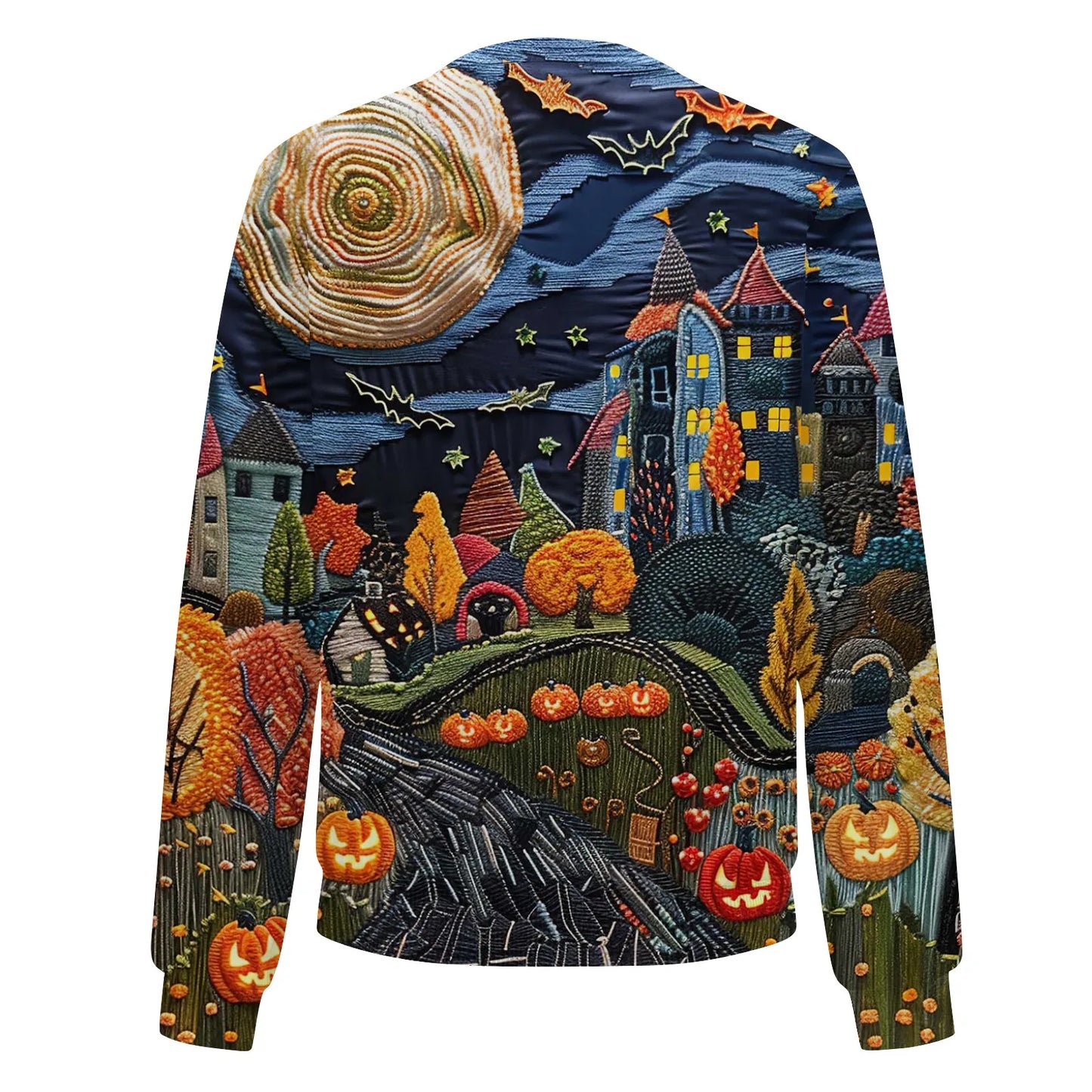 Women's Halloween Print Jacket Fashion Casual Long Sleeve O-Neck Zipper Jackets Top Fall all-match coat Women's autumn clothes