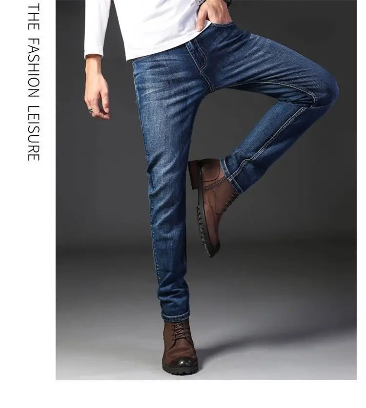 New Fashion Spring Autumn Men's Stretch Slim Jeans Casual Denim Luxury Clothing Men Designer Jeans Designer Clothes Cowboy Pants