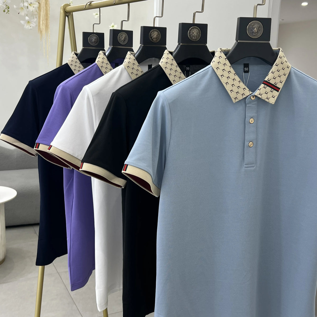Luxury brand B letter embossed short sleeve polo shirt men summer lightweight breathable new fashion color blocked lapel T-shirt