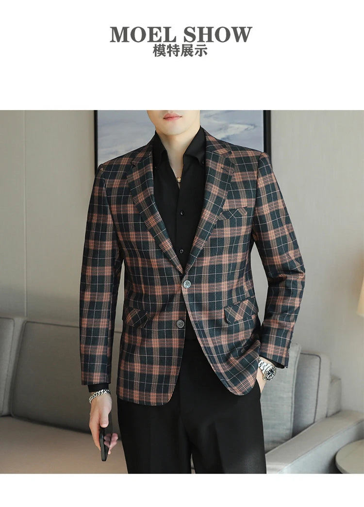 2024 New High-end Men's Two-button Suit Fashion Matching Handsome Casual Dating Slim Suit Single West Coat  Gucci Blazer Men