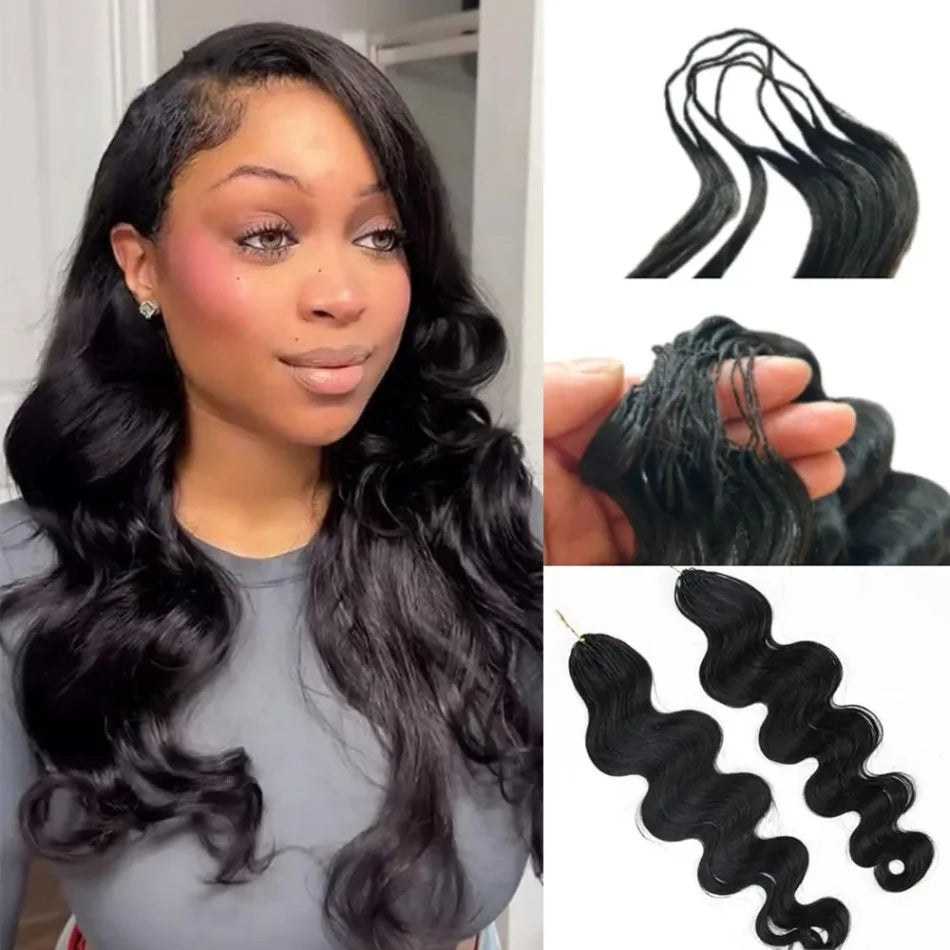 Body Wave Crochet Human Hair Knotless Pre-Separated Feather Lightweight Human Crochet Hair Extensions For Braids Twist 60g/Pack