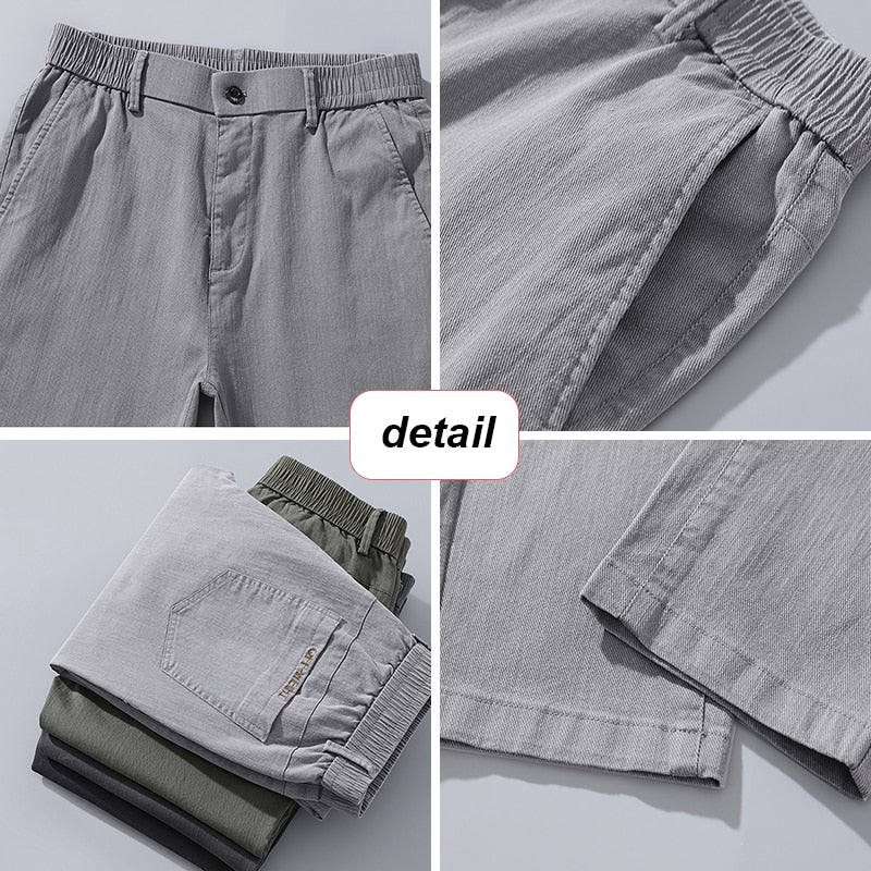 2022 New Men Casual Pants Spring Autumn Elastic Slim Straight Breathable Trouser for Men Daily Office Joggers Stretch Pants Male