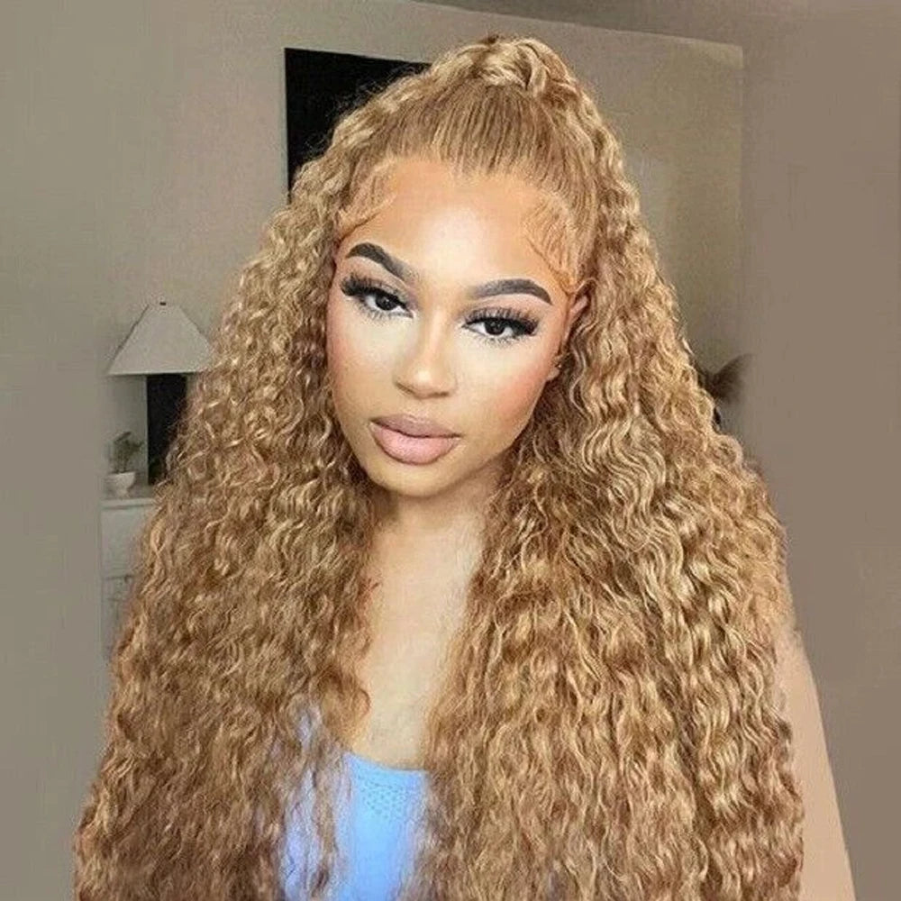 Brazilian Deep Wave 32 inch Honey Blonde 13x6 HD Lace Front Human Hair Wigs Pre Pluck 13x4 Glueless Curly Lace Frontal Wig Water