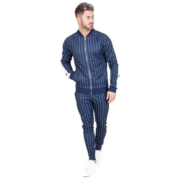 Fashion Man Clothing Striped Zipper Tracksuit Fashion Sets Sportwear Athletic Sets