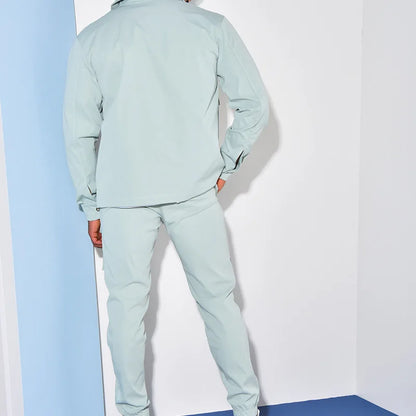 Autumn Suits for Men Clothing  Fashion Versatile Casual Tailored Collar Solid Long Sleeved Jacket Sweat Cargo Pants Set