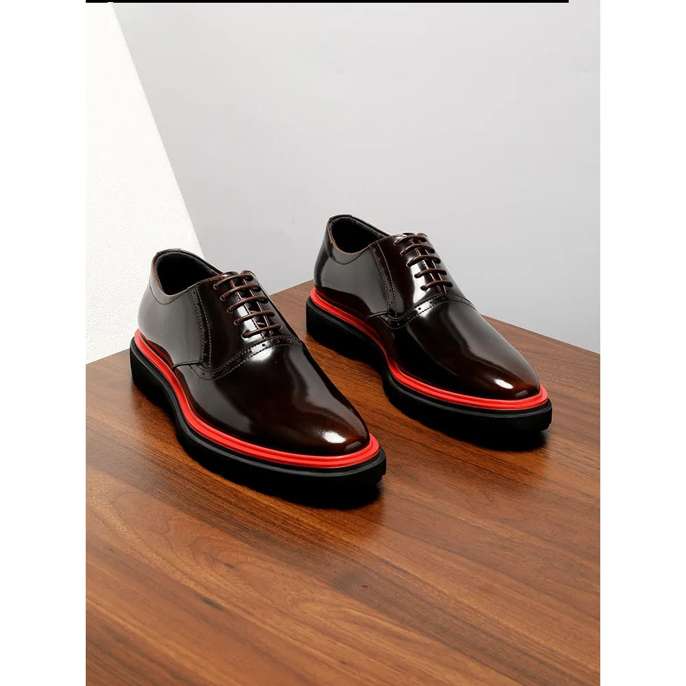 Echte Vollnarbenleder Herren Business-Schuhe Polierter britischer Stil Business Casual Oxford-Schuhe Mode Color-Block Spitz zulaufend