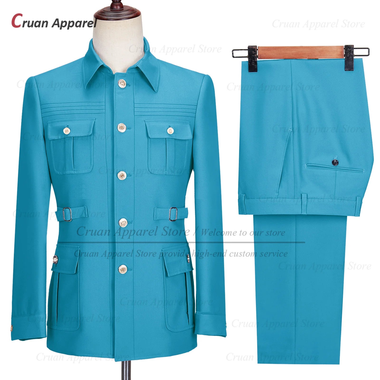 Fashion Men Suit Sets Costumes Formal Chinese Tunic Suit Blazer Pants 2 Pieces Tailor-made Wedding Business Prom Slim Fit Tuxedo
