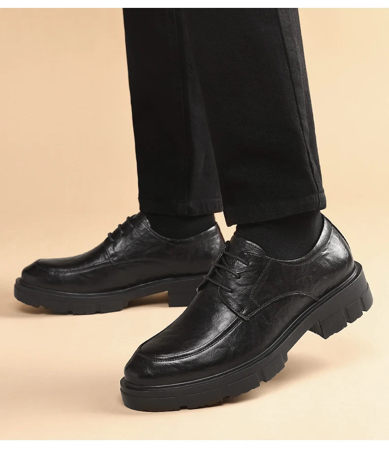 Men Dress Elevator Shoes Platform Breathable Lift Casual Business Luxury Genuine Leather Heightening Shoes 5/8/10CM Taller Male