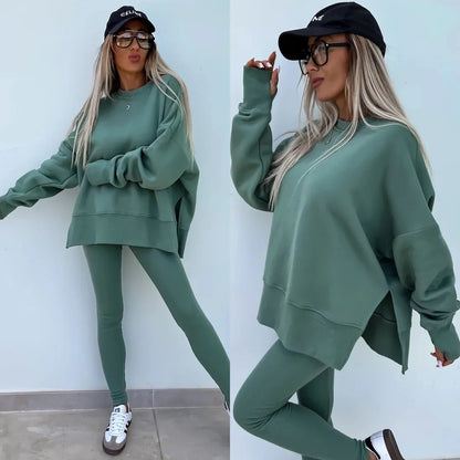 Spring summer  new Shirt  casual loose-fitting sweater tight pants 2 piece suit sets for women 2 pieces trousers sets