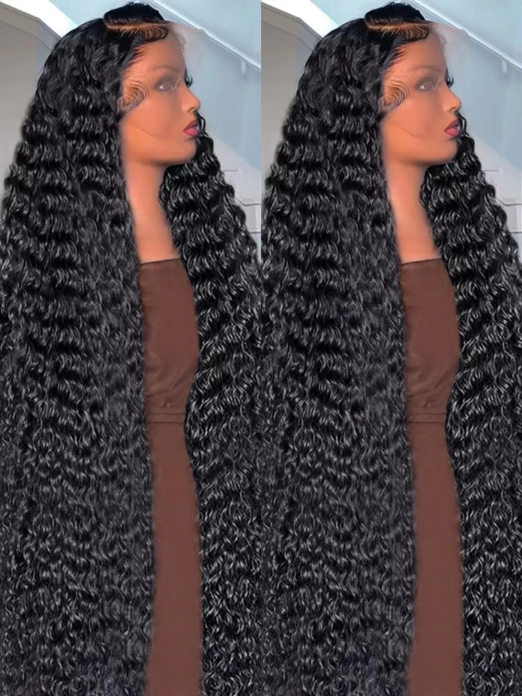 300% Hohe Dichte Loose Deep Wave 40 46 50 Zoll 13x6 13x4 HD Lace Frontal Echthaarperücke Brasilianische 360 Voll-Lockenperücken Für Frauen